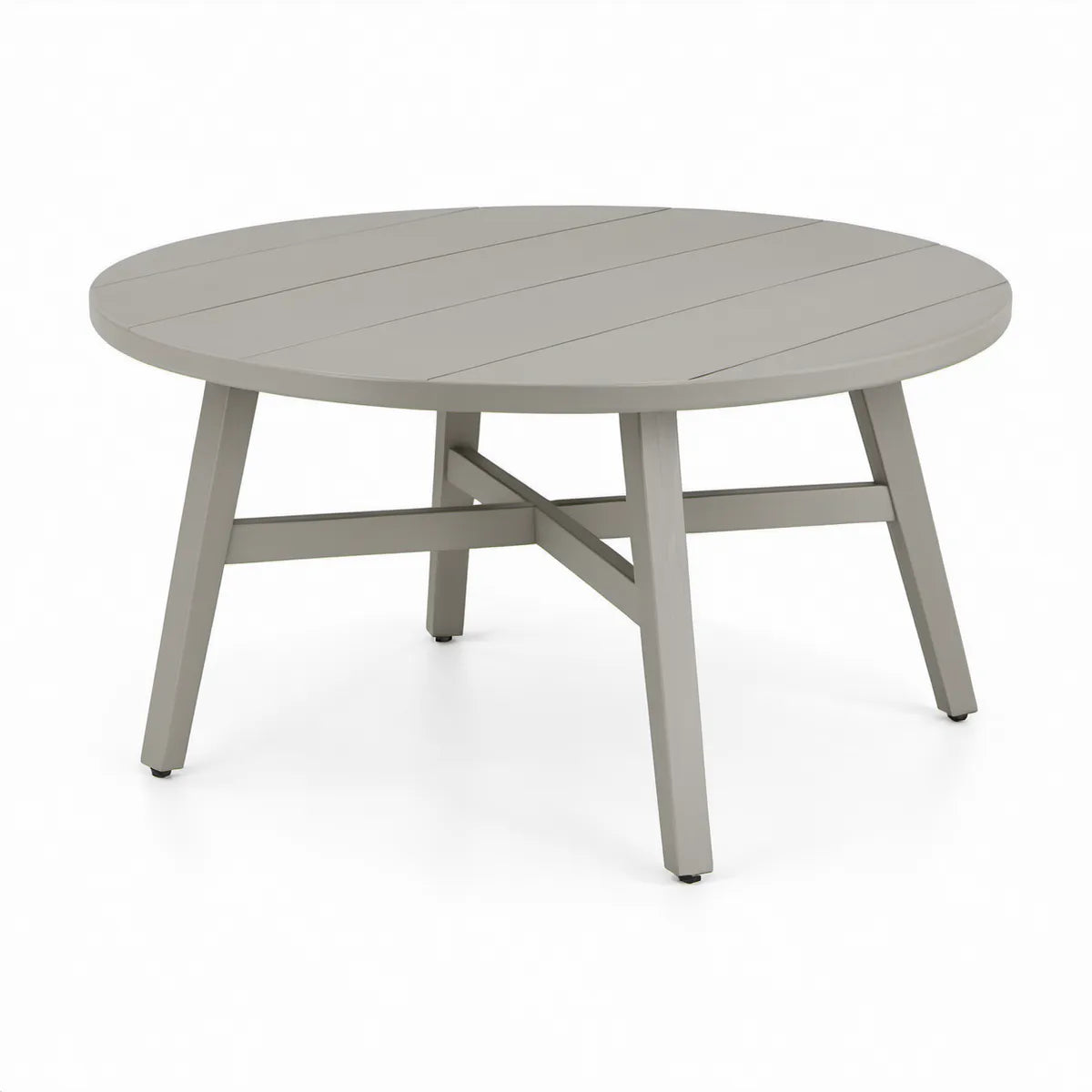 Okrągły aluminiowy stolik ogrodowy 120 x 120 x 45 cm szarobeżowy